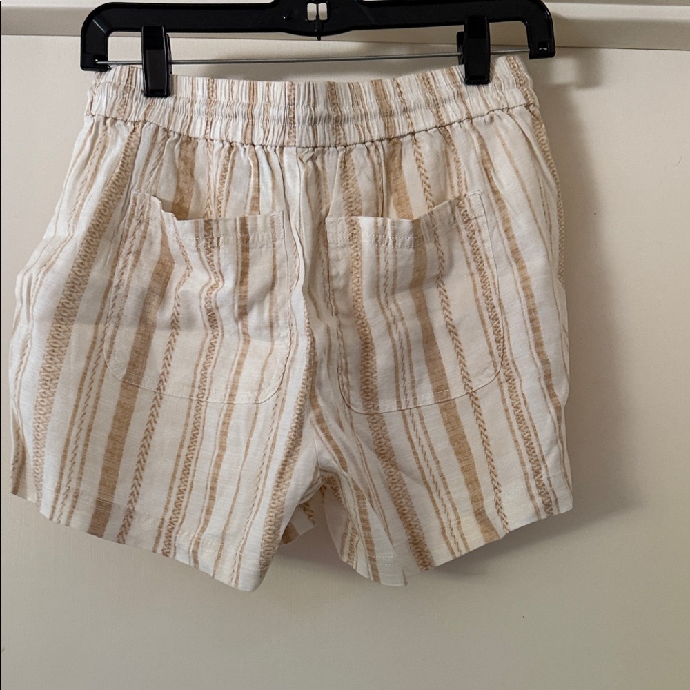 Liverpool High Waist Striped Shorts - Cream and Tan - Picture 3 of 3